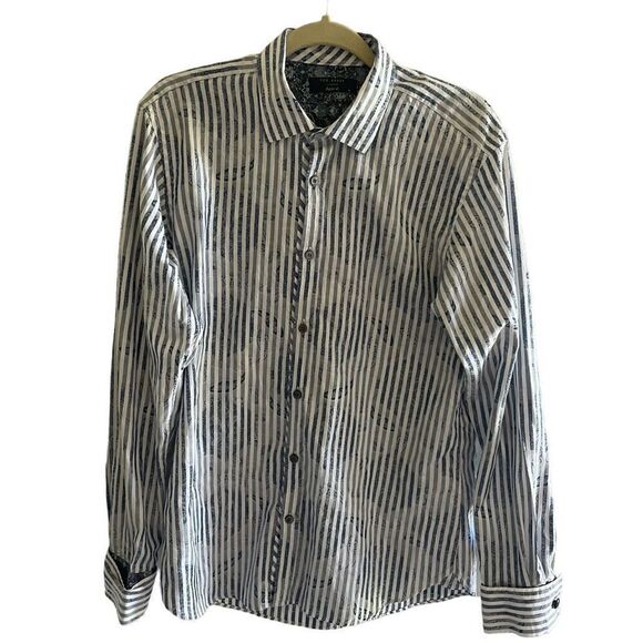 Ted Baker London Blue Stripe Archive Button Up Shirt Long Sleeve Men’s Size 16 - Picture 1 of 6